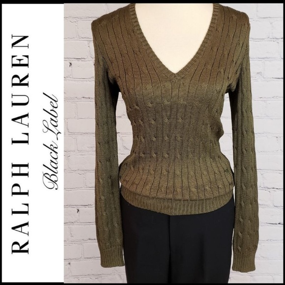 Ralph Lauren Black Label Sweaters - RALPH LAUREN BLACK LABEL Silk Cable Knit Sweater